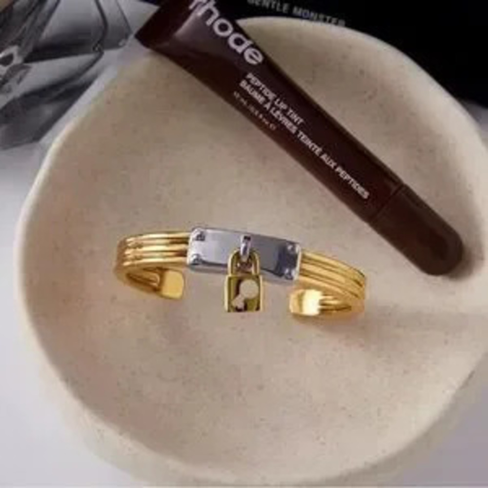 Luxury Lock Charm Cuff Bracelet - Statement Gold Bangle